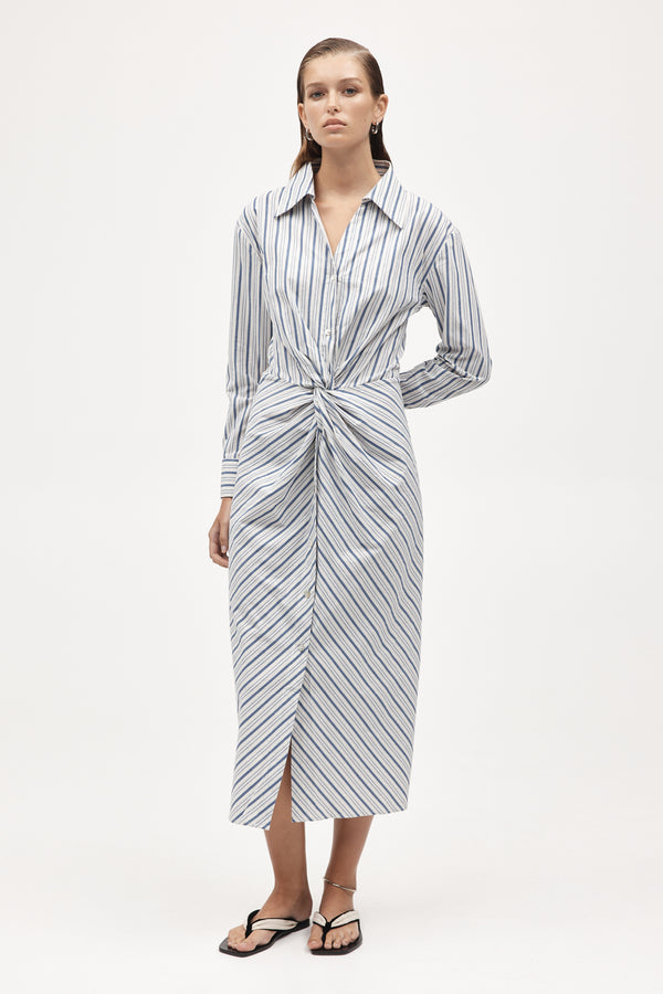 COLLINS DRESS - CERULEAN STRIPE